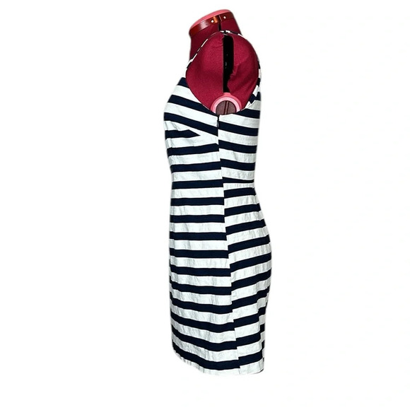 BB Dakota stretch cotton navy white stripe sleeveless fitted mini dress - Picture 4 of 12